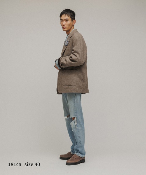 M TO R（ムウトアール）の「［JACKET］SUSTAINABLE 3BUTTON TWEED IVY JACKET（テーラードジャケット・レディース・ベージュ/チャコールグレー・40/38）」の8枚目の写真