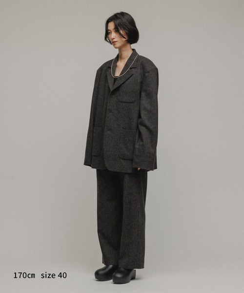 M TO R（ムウトアール）の「［JACKET］SUSTAINABLE 3BUTTON TWEED IVY JACKET（テーラードジャケット・レディース・ベージュ/チャコールグレー・40/38）」の13枚目の写真