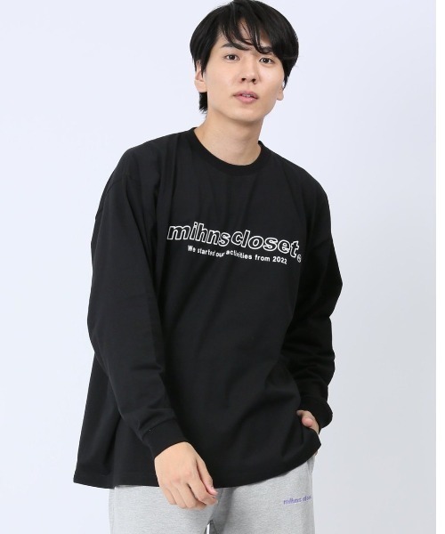 mihns closet(ミンズクローゼット)の「【WEB限定販売】ミンズクローゼット/mihns closetモノトーンプリント クルー長袖Tシャツ(Tシャツ/カットソー・メンズ・ライトグレー/ブラック/ホワイト・X-LARGE/LARGE/MEDIUM)」の5枚目の写真