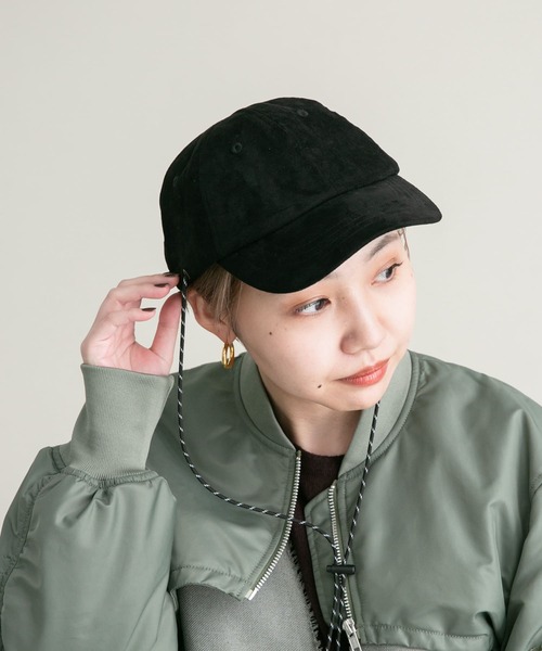 KBF（ケイビーエフ）の「ドロストスエードCAP（キャップ・レディース・ブラック/ベージュ・ONE）」の3枚目の写真
