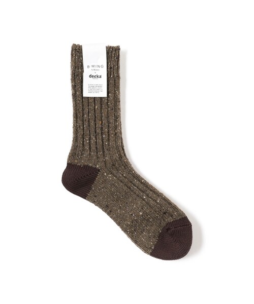 decka Quality socks(デカクオリティソックス)の「decka quality socks x B:MING by BEAMS / 別注 ウールミックス ネップ ソックス(ソックス/靴下・メンズ・ナチュラル/ブラウン/オレンジ・ONE SIZE)」の1枚目の写真