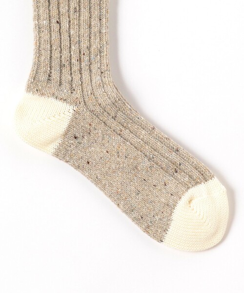 decka Quality socks(デカクオリティソックス)の「decka quality socks x B:MING by BEAMS / 別注 ウールミックス ネップ ソックス(ソックス/靴下・メンズ・ナチュラル/ブラウン/オレンジ・ONE SIZE)」の5枚目の写真