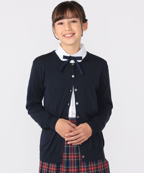 SHIPS(シップス)の「SHIPS KIDS:140~150cm / 14GG クルーネック カーディガン(カーディガン/ボレロ・キッズ・グレー/ネイビー・140/150)」の4枚目の写真