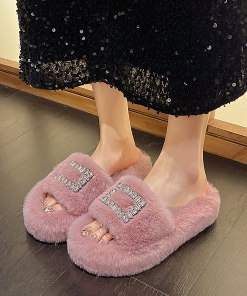 Miniministore（ミニミニストア）の「ファーサンダル レディースファースリッパ（サンダル・レディース・ブラック/ベージュ/ピンク/アイボリー・22.5cm/24.0cm/24.5cm/23.0cm/23.5cm）」の21枚目の写真