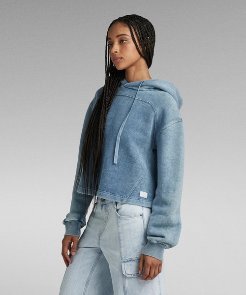 G-STAR(ジースター)の「INDIGO LOOSE HOODED SWEATER/インディゴオーバーサイズクロップドパーカー(パーカー・レディース・インディゴブルー・SMALL/MEDIUM/X-SMALL)」の2枚目の写真