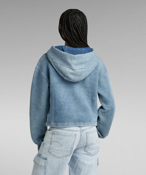 G-STAR(ジースター)の「INDIGO LOOSE HOODED SWEATER/インディゴオーバーサイズクロップドパーカー(パーカー・レディース・インディゴブルー・SMALL/MEDIUM/X-SMALL)」の3枚目の写真
