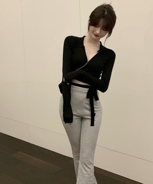 Miniministore(ミニミニストア)の「カシュクールニット 着やせトップス 韓国(ニット/セーター・レディース・ブラウン/グリーン/ブラック・フリー)」の8枚目の写真