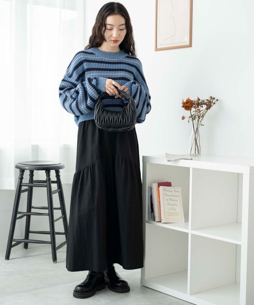 WEGO（ウィゴー）の「WEGO/ボーダーショートニットプルオーバー（ニット/セーター・レディース・グリーン系その他5/ホワイト系その他5/ブルー系その他5・FREE）」の21枚目の写真