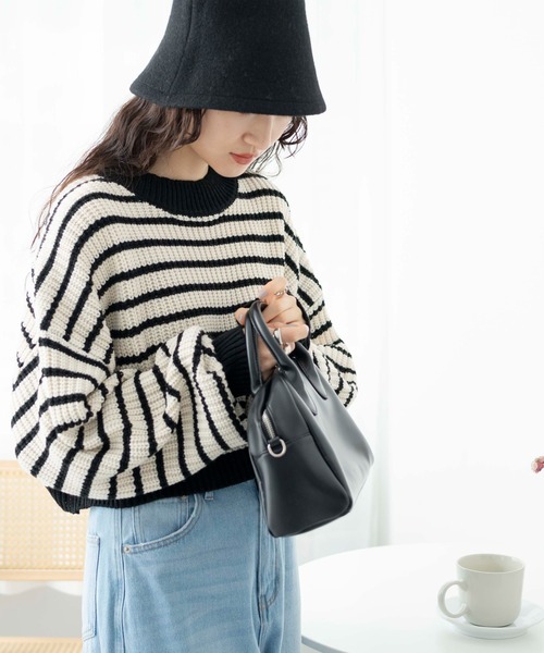 WEGO（ウィゴー）の「WEGO/ボーダーショートニットプルオーバー（ニット/セーター・レディース・グリーン系その他5/ホワイト系その他5/ブルー系その他5・FREE）」の12枚目の写真