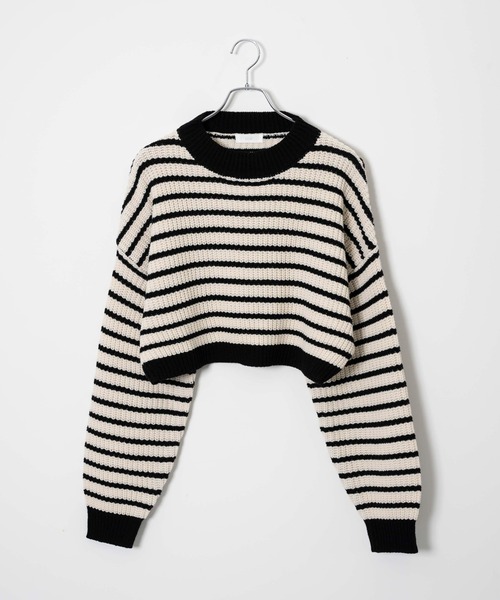 WEGO（ウィゴー）の「WEGO/ボーダーショートニットプルオーバー（ニット/セーター・レディース・グリーン系その他5/ホワイト系その他5/ブルー系その他5・FREE）」の22枚目の写真