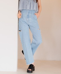 mysty woman | サイドスリットパールデニム 996922(デニムパンツ)