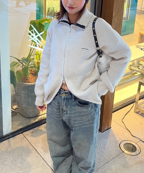 nemne store(ネンネストア)の「【Nefilim】ダブルジップドライバーニット(ニット/セーター・レディース・グレー/ライトグレー・フリー)」の6枚目の写真