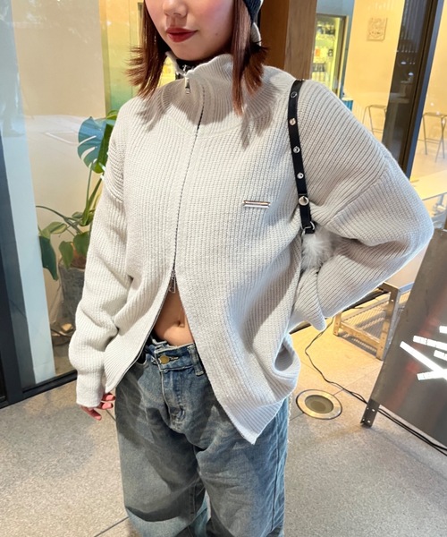 nemne store(ネンネストア)の「【Nefilim】ダブルジップドライバーニット(ニット/セーター・レディース・グレー/ライトグレー・フリー)」の4枚目の写真