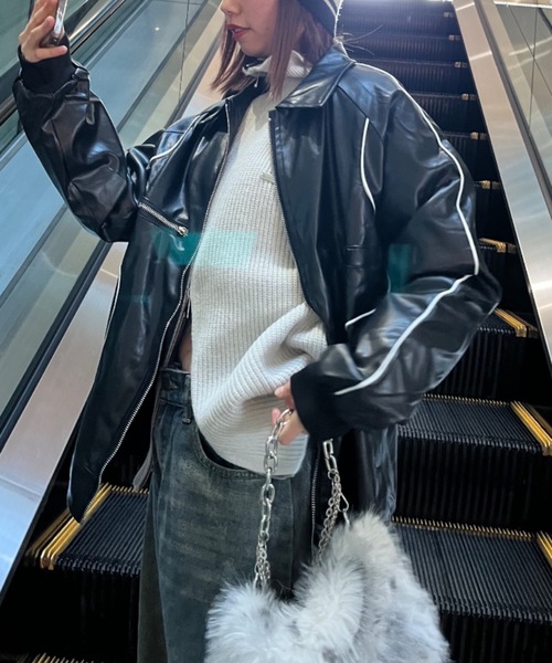 nemne store(ネンネストア)の「【Nefilim】ダブルジップドライバーニット(ニット/セーター・レディース・グレー/ライトグレー・フリー)」の7枚目の写真