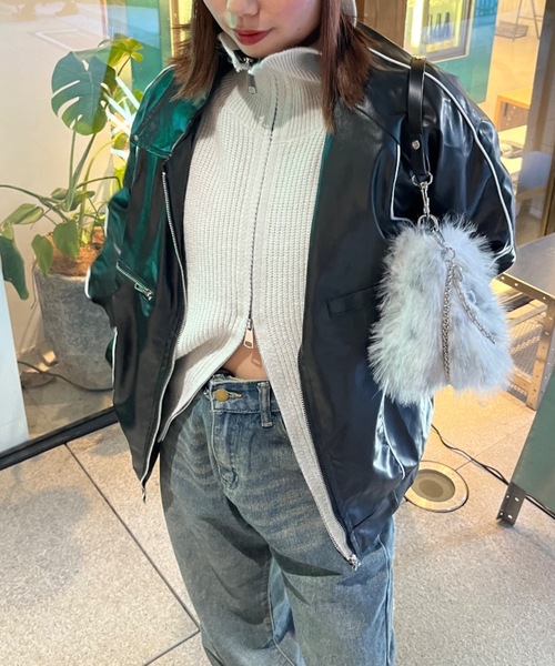 nemne store(ネンネストア)の「【Nefilim】ダブルジップドライバーニット(ニット/セーター・レディース・グレー/ライトグレー・フリー)」の8枚目の写真