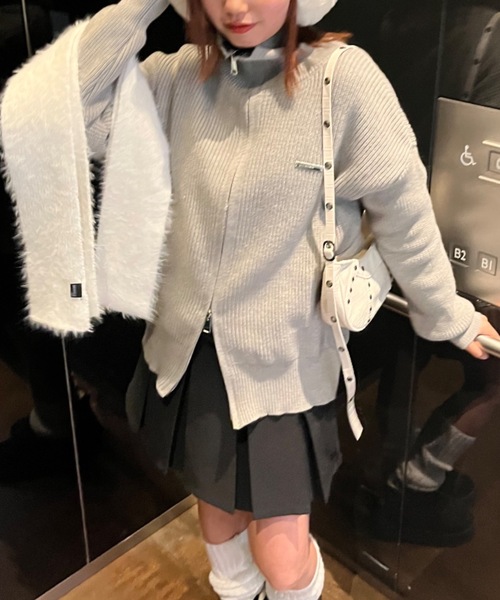 nemne store(ネンネストア)の「【Nefilim】ダブルジップドライバーニット(ニット/セーター・レディース・グレー/ライトグレー・フリー)」の14枚目の写真