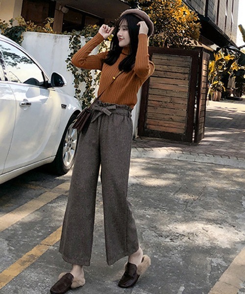 Miniministore(ミニミニストア)の「リブ ニットトップス タートルネック(ニット/セーター・レディース・アイボリー/ベージュ/ライトブラウン/ブラック/カーキ・FREE)」の9枚目の写真