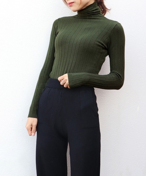 Miniministore(ミニミニストア)の「リブ ニットトップス タートルネック(ニット/セーター・レディース・アイボリー/ベージュ/ライトブラウン/ブラック/カーキ・FREE)」の21枚目の写真