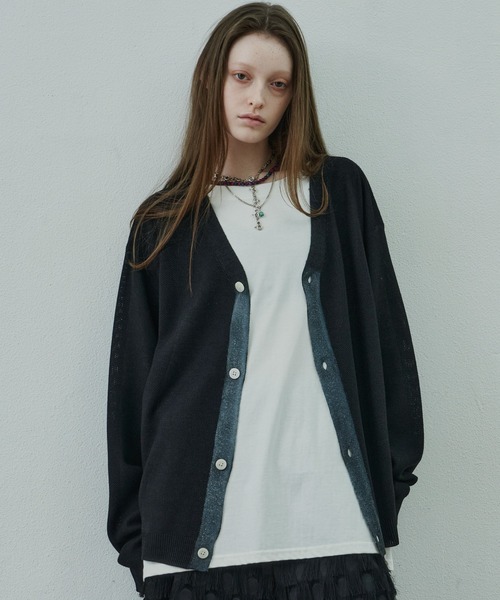 AIVER(アイバー)の「AIVER スプレー加工麻タッチカーディガン(カーディガン/ボレロ・メンズ・ライトグレー/ブラック/レッド・SMALL/MEDIUM/LARGE)」の4枚目の写真