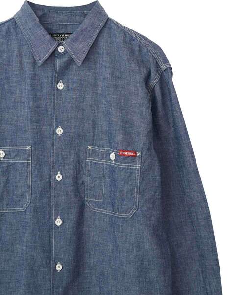 HYSTERIC GLAMOUR LOGO柄 シャンブレー ワークシャツ