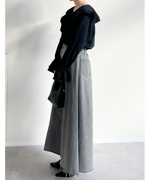 Re:EDIT（リエディ）の「ビッグフリルカラーキャンディースリーブブラウス（シャツ/ブラウス・レディース・ホワイト/ベージュ/ブラック/ブルー・MEDIUM/LARGE）」の7枚目の写真