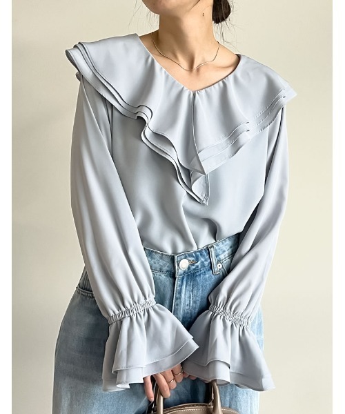 メタモ♡スタンドカラーフリルキャンディスリーブブラウス メタモ♡スタンドカラーフリルキャンディスリーブブラウス 新作