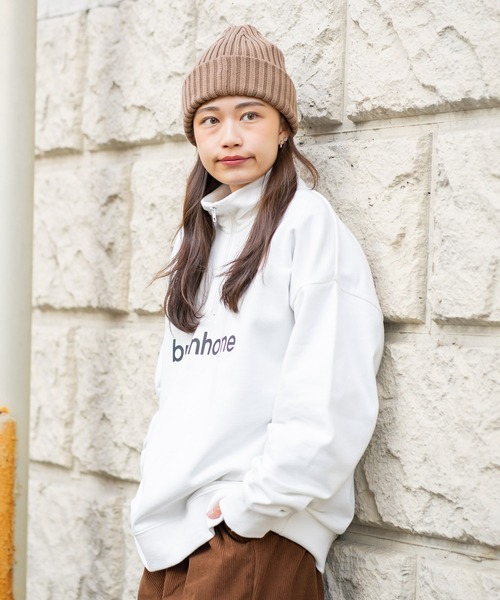 【brknhome/ブロークンホーム】 ロゴプリントハーフジップスウェット オーバーサイズ（スウェット）｜brknhome（ブロークンホーム）