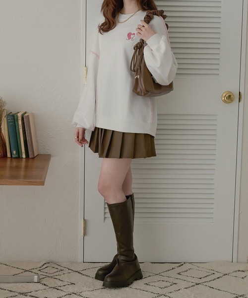 Ambre Neige（アンブルネージュ）の「ロゴ刺繍ハートスウェット／【WEB/EC限定商品】（スウェット・レディース・ネイビー/ライトグレー/オフホワイト・FREE）」の18枚目の写真