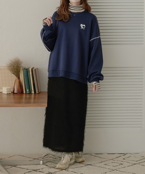 Ambre Neige（アンブルネージュ）の「ロゴ刺繍ハートスウェット／【WEB/EC限定商品】（スウェット・レディース・ネイビー/ライトグレー/オフホワイト・FREE）」の20枚目の写真