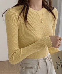 クルーネック シンプル リブ ニット