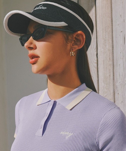 eimy golf ブラウン　タグ付き EIMY GOLF（エイミーゴルフ）の「ツイードバイカラーサン