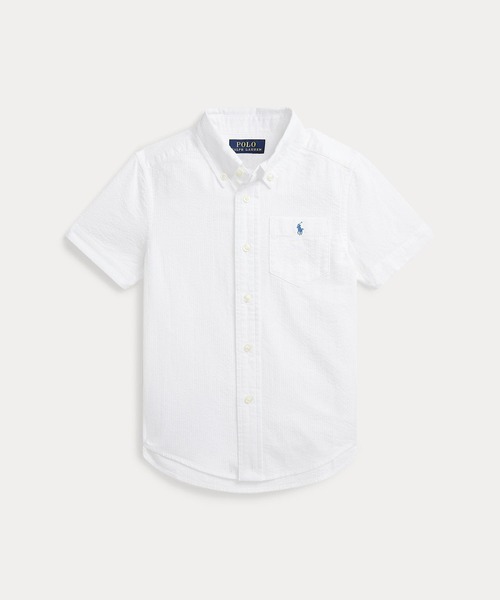 POLO RALPH LAUREN CHILDRENSWEAR（ポロ ラルフ ローレン チルドレンズウェア）の「コットン シアサッカー ショートスリーブ シャツ（シャツ/ブラウス・キッズ・ホワイト・3/4/6/7）」の2枚目の写真
