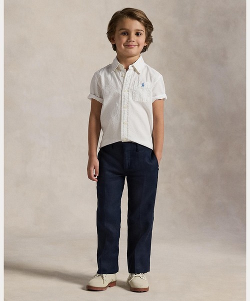 POLO RALPH LAUREN CHILDRENSWEAR（ポロ ラルフ ローレン チルドレンズウェア）の「コットン シアサッカー ショートスリーブ シャツ（シャツ/ブラウス・キッズ・ホワイト・3/4/6/7）」の4枚目の写真