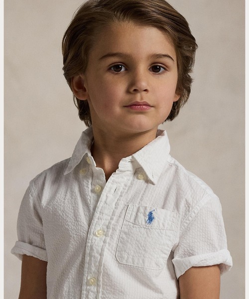 POLO RALPH LAUREN CHILDRENSWEAR（ポロ ラルフ ローレン チルドレンズウェア）の「コットン シアサッカー ショートスリーブ シャツ（シャツ/ブラウス・キッズ・ホワイト・3/4/6/7）」の5枚目の写真