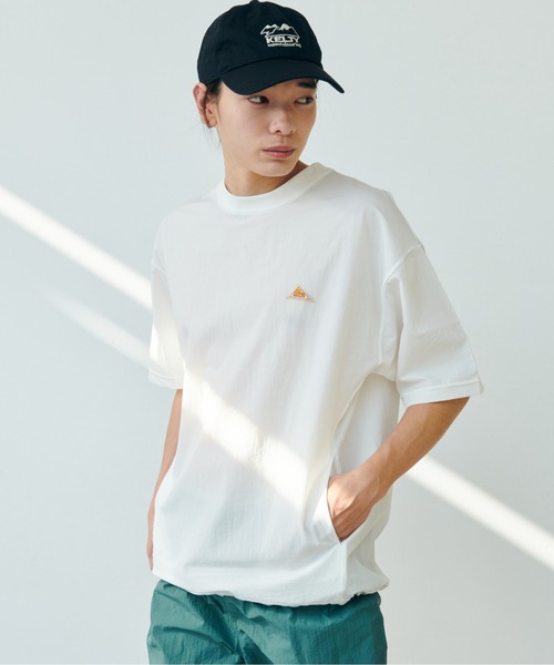 KELTY(ケルティ)の「Stretch Woven Mini Logo S/S T-Shirt/ストレッチ布帛Tシャツ(Tシャツ/カットソー・レディース・ネイビー/ホワイト/グレー/ブラック・L/M)」の6枚目の写真