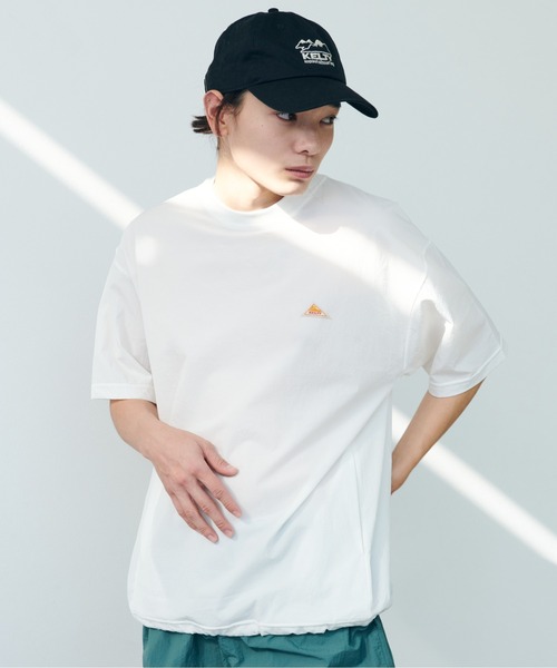 KELTY(ケルティ)の「Stretch Woven Mini Logo S/S T-Shirt/ストレッチ布帛Tシャツ(Tシャツ/カットソー・レディース・ネイビー/ホワイト/グレー/ブラック・L/M)」の8枚目の写真