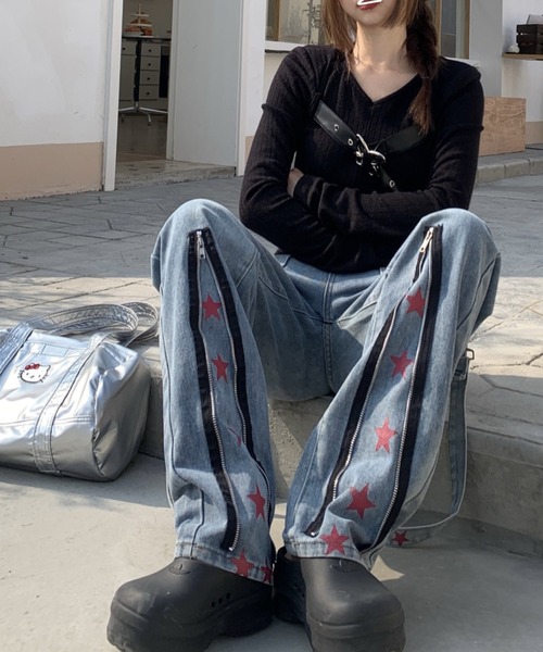 DIAVEL（ディアベル）の「星柄デニムパンツ（デニムパンツ・レディース・サックスブルー・S/M/L）」の4枚目の写真