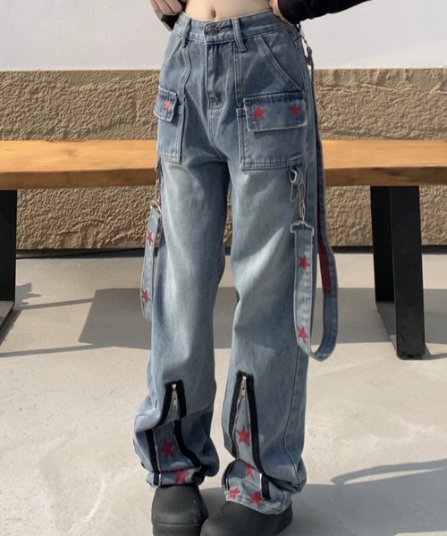 DIAVEL（ディアベル）の「星柄デニムパンツ（デニムパンツ・レディース・サックスブルー・S/M/L）」の8枚目の写真