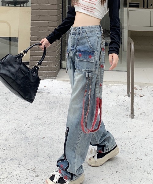 DIAVEL（ディアベル）の「星柄デニムパンツ（デニムパンツ・レディース・サックスブルー・S/M/L）」の12枚目の写真