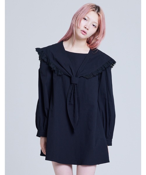 Little sunny bite（リトルサニーバイト）の「sailor collar dress（ドレス・レディース・ホワイト/ブラック/ブルー・SMALL/MEDIUM）」の3枚目の写真