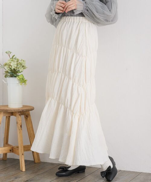 RETRO GIRL(レトロガール)の「シャーリングワッシャーSK(スカート・レディース・ブラック/ナチュラル/イエロー/アイボリー・FREE)」の4枚目の写真