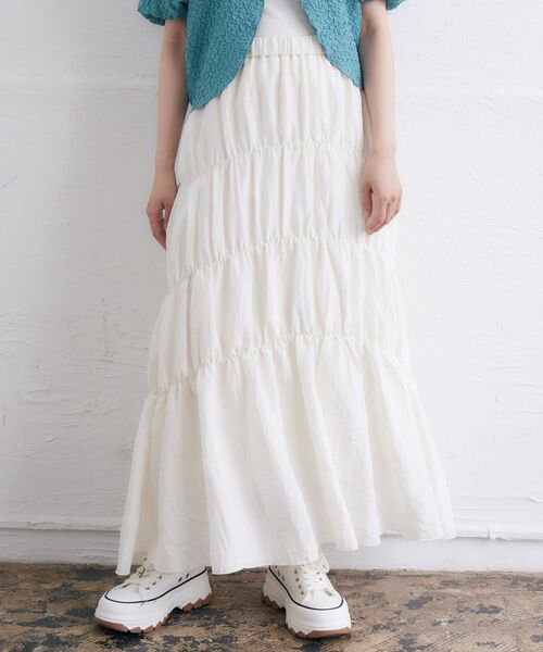 RETRO GIRL(レトロガール)の「シャーリングワッシャーSK(スカート・レディース・ブラック/ナチュラル/イエロー/アイボリー・FREE)」の2枚目の写真