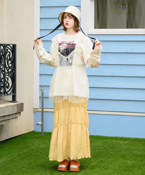 RETRO GIRL(レトロガール)の「シャーリングワッシャーSK(スカート・レディース・ブラック/ナチュラル/イエロー/アイボリー・FREE)」の5枚目の写真