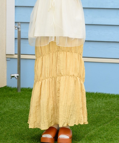 RETRO GIRL(レトロガール)の「シャーリングワッシャーSK(スカート・レディース・ブラック/ナチュラル/イエロー/アイボリー・FREE)」の1枚目の写真