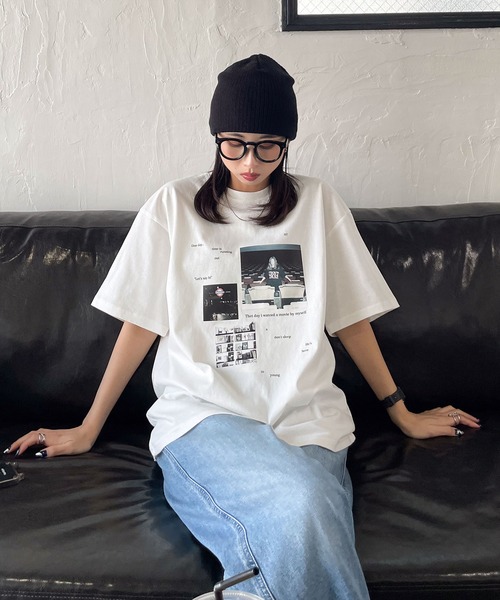 Chillfar（チルファー）の「アソートフォトプリントTシャツ（Tシャツ/カットソー・レディース・ホワイト系/ホワイト系1/ホワイト系2/杢グレー/アイボリー系/ホワイト/ブラック系1/オートミール/ブラック系・FREE）」の3枚目の写真