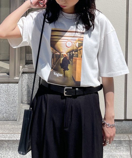 Tシャツ カットソー 黒 プリント タイフロント セール】アソートフォトプリントTシャツ（Tシャツ/カットソー