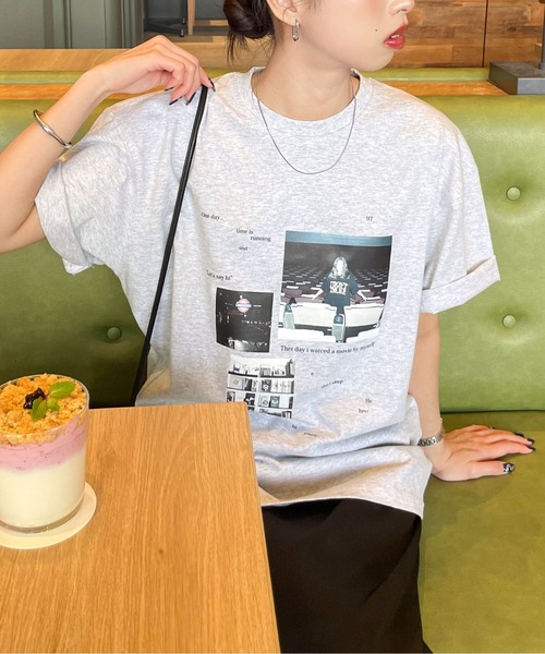Chillfar（チルファー）の「アソートフォトプリントTシャツ（Tシャツ/カットソー・レディース・ホワイト系/ホワイト系1/ホワイト系2/杢グレー/アイボリー系/ホワイト/ブラック系1/オートミール/ブラック系・FREE）」の9枚目の写真
