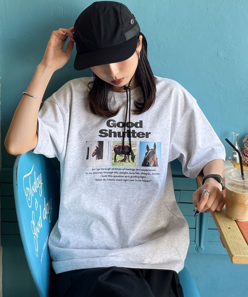 Chillfar（チルファー）の「アソートフォトプリントTシャツ（Tシャツ/カットソー・レディース・ホワイト系/ホワイト系1/ホワイト系2/杢グレー/アイボリー系/ホワイト/ブラック系1/オートミール/ブラック系・FREE）」の8枚目の写真