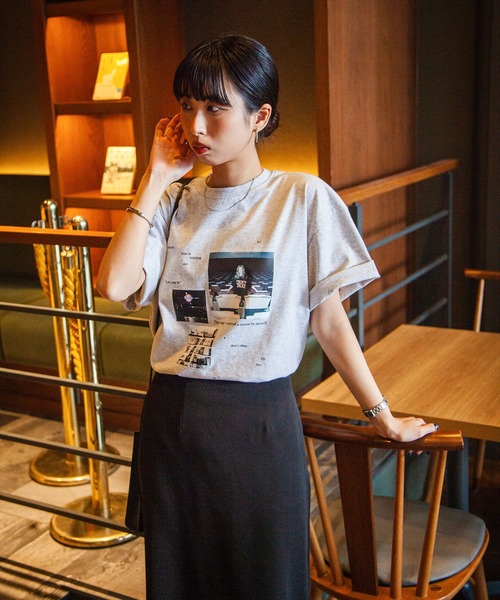 Chillfar（チルファー）の「アソートフォトプリントTシャツ（Tシャツ/カットソー・レディース・ホワイト系/ホワイト系1/ホワイト系2/杢グレー/アイボリー系/ホワイト/ブラック系1/オートミール/ブラック系・FREE）」の21枚目の写真