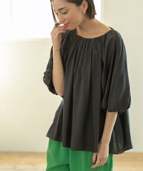 OPAQUE.CLIP（オペークドットクリップ）の「◆バルーンスリーブギャザーブラウス【洗える】（シャツ/ブラウス・レディース・ブラック/オレンジ/ホワイト/チャコールグレー・42/38/40）」の13枚目の写真